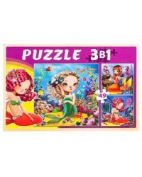 Пазл 3 в 1. Волшебные русалки № 3, 49 деталей