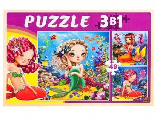 Пазл 3 в 1. Волшебные русалки № 3, 49 деталей