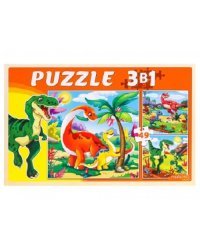 Пазл 3 в 1. Мир динозавров, 49 деталей