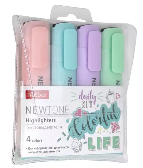 Текстовыделители "NEWtone Pastel", 4 цвета