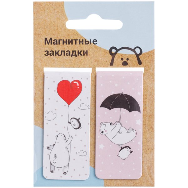 Закладки магнитные "Bear&amp;friends", 25x58 мм, 2 штуки