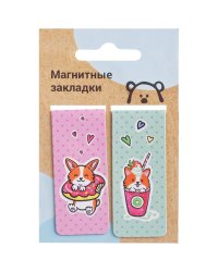 Закладки магнитные "Happy Corgi", 25x58 мм, 2 штуки