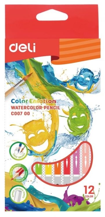 Карандаши цветные акварельные "Color Emotion", липа, 12 цветов