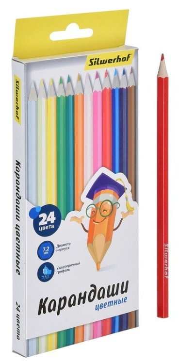 Карандаши цветные Silwerhof "Народная коллекция", шестигранные, 24 цвета