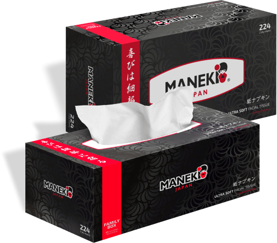 Салфетки бумажные Maneki "Black&amp;White" (в черном дизайне), с ароматом жасмина, 2 слоя, черные, 224 штуки