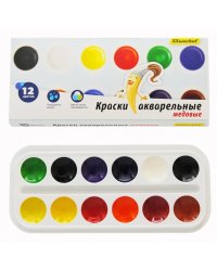 Краски акварельные Silwerhof "Народная коллекция", медовые, 12 цветов, без кисти, арт. 961126-12