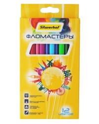 Фломастеры Silwerhof "Солнечная коллекция", вентилируемые, трёхгранные, 12 цветов, 9 мм