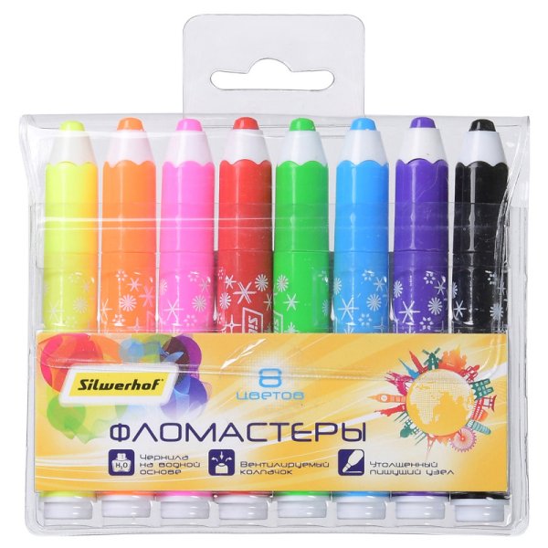 Фломастеры Silwerhof "Солнечная коллекция. Jumbo Pencils", 8 цветов