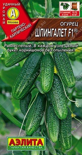 Обложка книги «Семена. Огурец "Шпингалет F1", партенокарпический (10 штук)»
