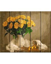 Картины по номерам на дереве "Желтые розы", 40x50 см