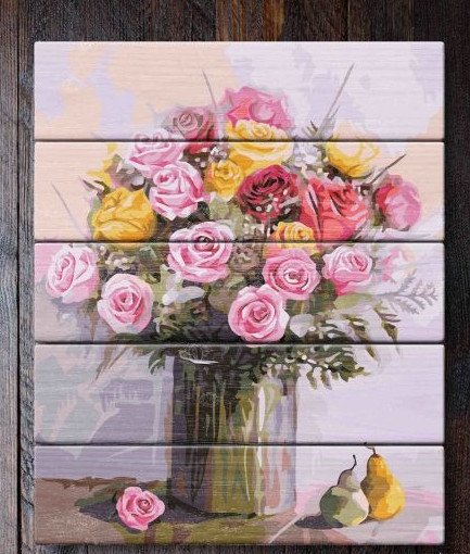 Картины по номерам на дереве "Букет для любимой", 40x50 см