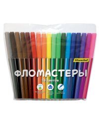 Фломастеры Silwerhof "Народная коллекция", вентилируемые, круглые, 18 цветов, 7,5 мм, 125 мм