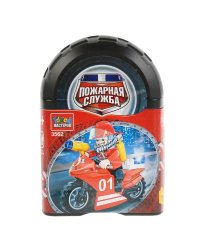 Конструктор "Пожарный на мотоцикле", 19 деталей