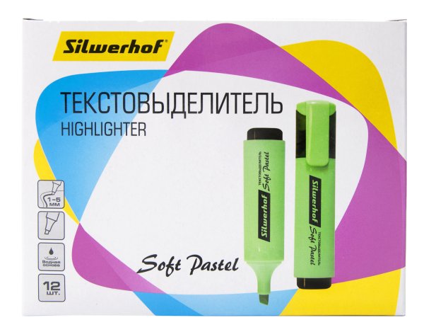 Текстовыделитель "Silwerhof. Soft Pastel", цвет: мятный, 1-5 мм