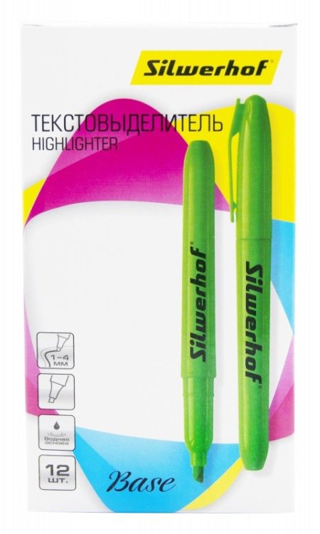 Текстовыделитель "Silwerhof. Base", цвет: зеленый, 1-4 мм, арт. 108034-01
