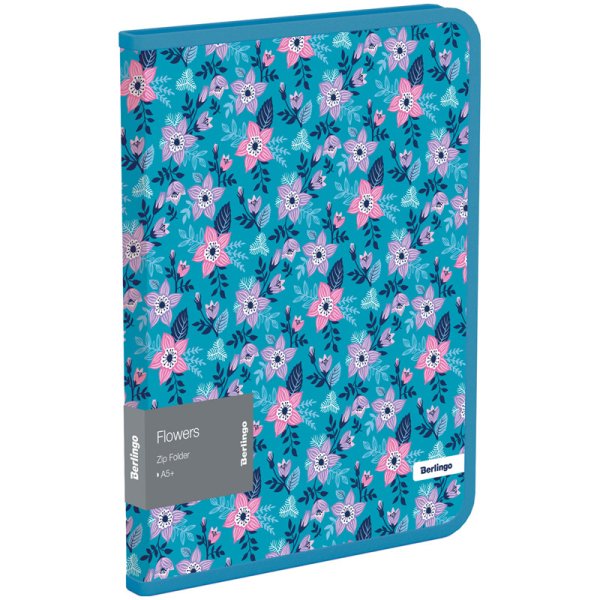 Папка на молнии "Flowers", А5+, 600 мкм
