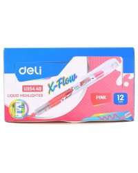 Текстовыделитель "Deli. X-flow", цвет: розовый, скошенный наконечник, 1-5 мм