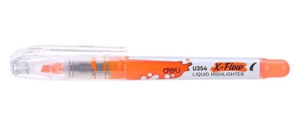 Текстовыделитель "Deli. X-flow", цвет: оранжевый, скошенный наконечник, 1-5 мм