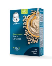 Каша безмолочная овсяная Gerber, для продолжения прикорма с бифидобактериями, 180 г