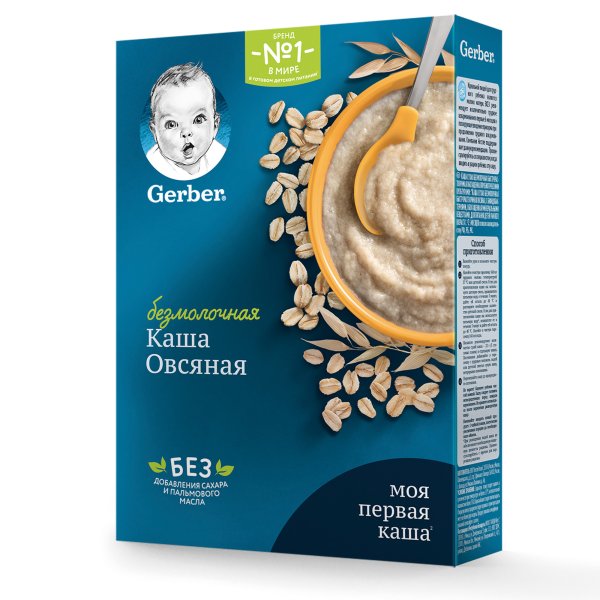 Обложка книги «Каша безмолочная овсяная Gerber, для продолжения прикорма с бифидобактериями, 180 г»