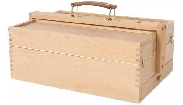 Ящик художника большой, с ячейками для кистей и красок "Гамма", 36x23,5x15 см, бук