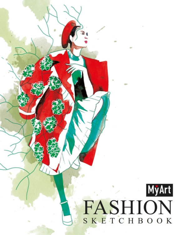 My art. Fashion скетчбук. Дама в красном пальто