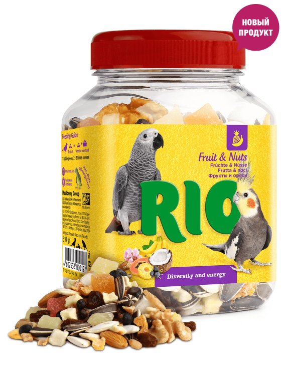 Лакомство для попугаев RIO "Фрукты и орехи", 160 г