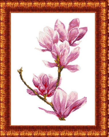 Канва с нанесенным рисунком Каролинка "Магнолия", 23x30 см, арт. КК 019