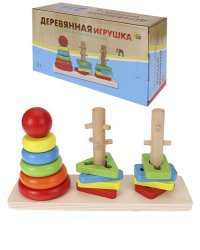 Деревянная игрушка "Пирамидка. Изучаем формы", 13х12.5х7.5 см