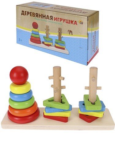 Деревянная игрушка "Пирамидка. Изучаем формы", 13х12.5х7.5 см