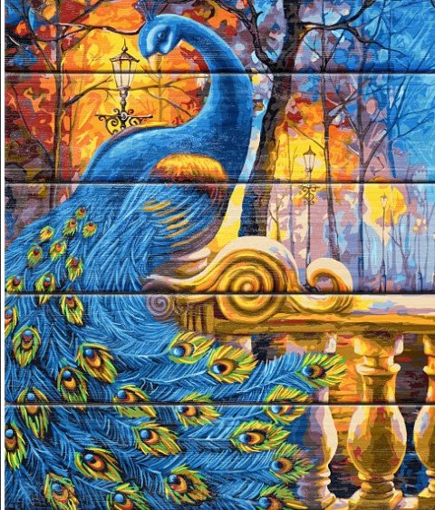 Картины по номерам на дереве "Сказочный павлин", 40x50 см