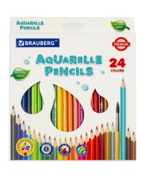 Карандаши цветные акварельные "Premium Aquarelle", 24 цвета, грифель мягкий 4 мм