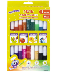 Гель с блестками &quot;Юнландия&quot;, 18 цветов по 6 мл