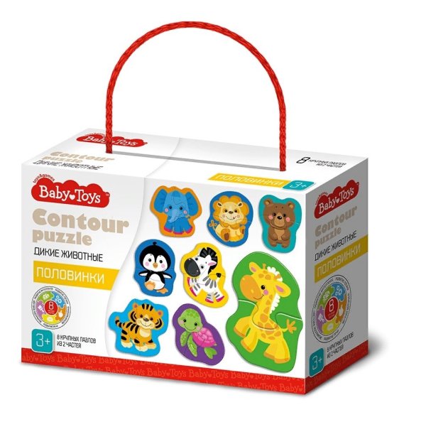 Пазлы-половинки контурные "Baby Toys. Домашние животные"