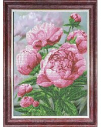 Рисунок на ткани "Розовые пионы", 26х36 см, арт. КБЦ-3048