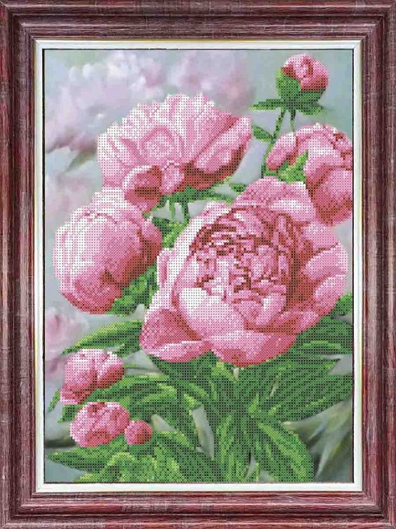 Рисунок на ткани "Розовые пионы", 26х36 см, арт. КБЦ-3048