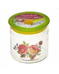 Банка стеклянная с вакуумной крышкой Alpenkok "Пионы", 800 мл, артикул AK-9703