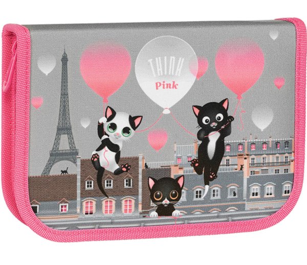 Пенал "Think Pink In Paris", 1 отделение, 1 откидная планка, 20х14х4 см