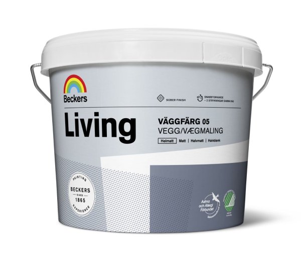 Краска водоразбавляемая Beckers "Living Vaggfarg 05", 9 л (белая глубокоматовая)