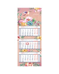 Календарь квартальный на 2022 год "Premium. Flower Collection", 330x810 мм