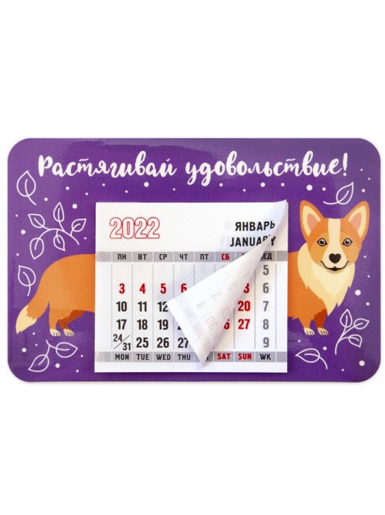 Магнит с календарным блоком на 2022 год "Растягивай удовольствие!", 95х145 мм