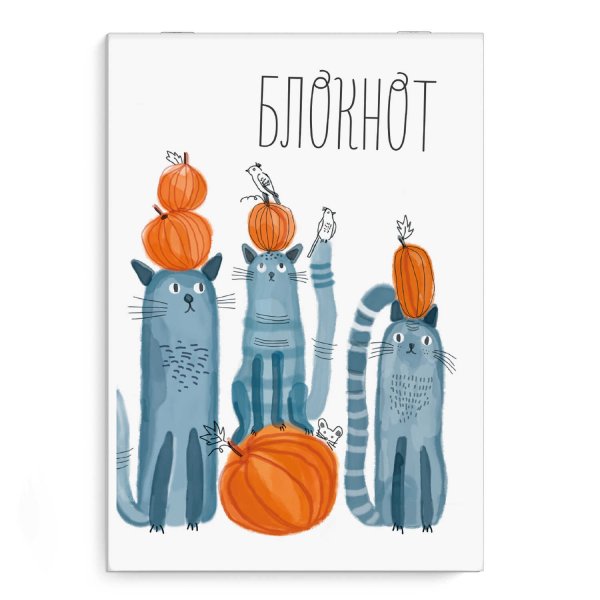 Блокнот. Коты с тыквами, A5, 40 листов, клетка