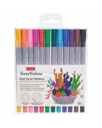 Линеры с кистью "Terra Colora", 12 цветов