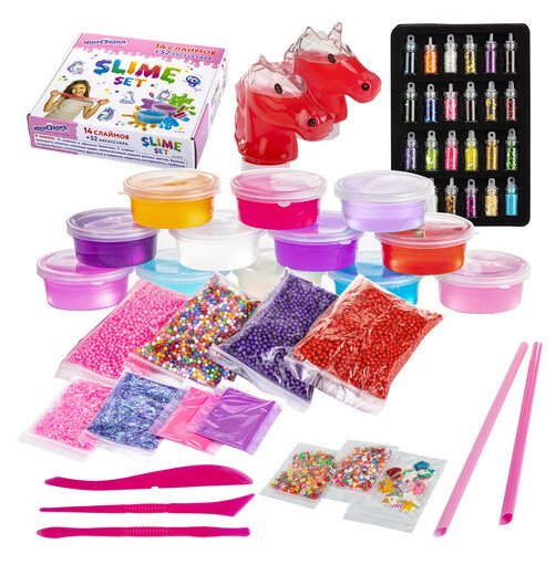 Набор слаймов "Юнландия", 14 цветов, 52 аксессуара