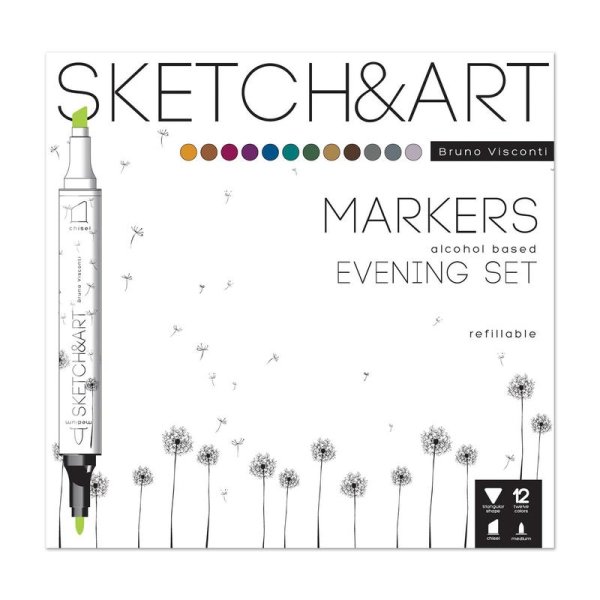 Маркеры двухсторонние "Sketch&amp;Art. Вечерний набор", 3 мм, 12 цветов