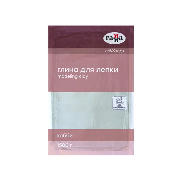 Глина для лепки "Хобби", натуральная, белый, 1500 г