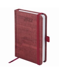 Ежедневник датированный на 2022 год. Wood, А6, 168 листов, бордовый