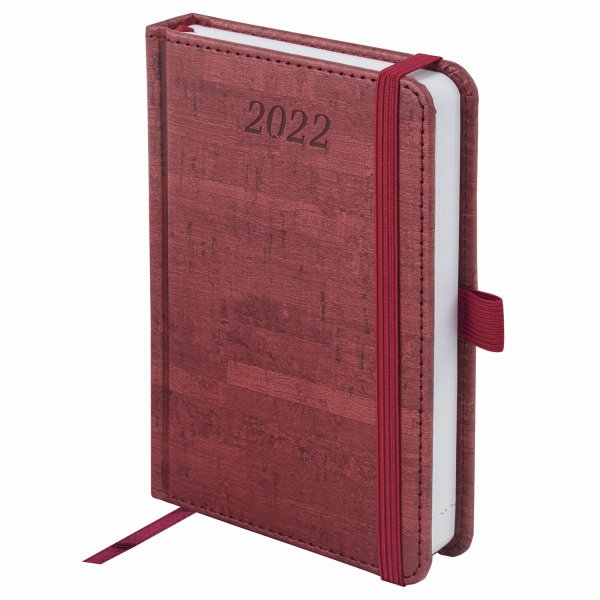Ежедневник датированный на 2022 год. Wood, А6, 168 листов, бордовый