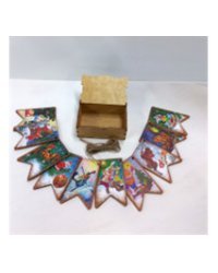 С новым годом! Флажки деревянные на елку (10 штук, в коробке)