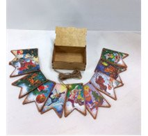 С новым годом! Флажки деревянные на елку (10 штук, в коробке)